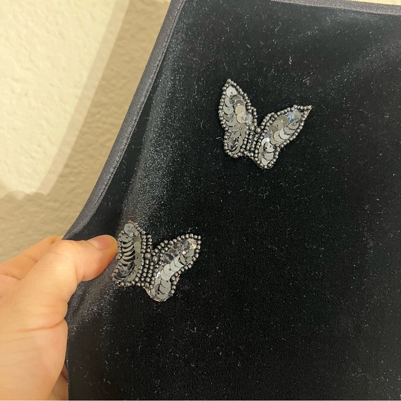 City Triangles Y2K black velvet beaded butterfly maxi dress whimsigoth fairy XS - Picture 5 of 10